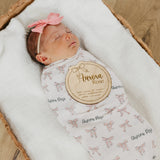 Personalized Wooden Announcement Sign - Lovely Bow