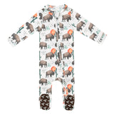 Zip-Up Footie Pajama - Bison