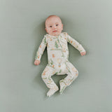 Bamboo Zip-Up Footie - Forest Explorer