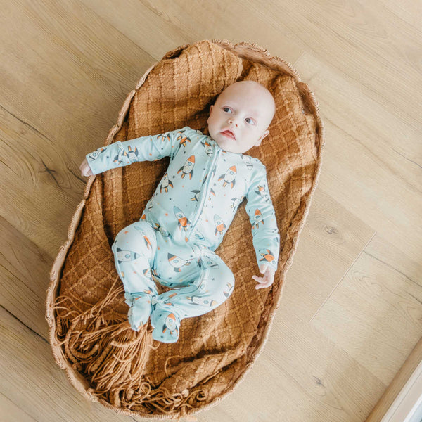 Bamboo Zip-Up Footie Pajama - Rocketeer – Copper Pearl