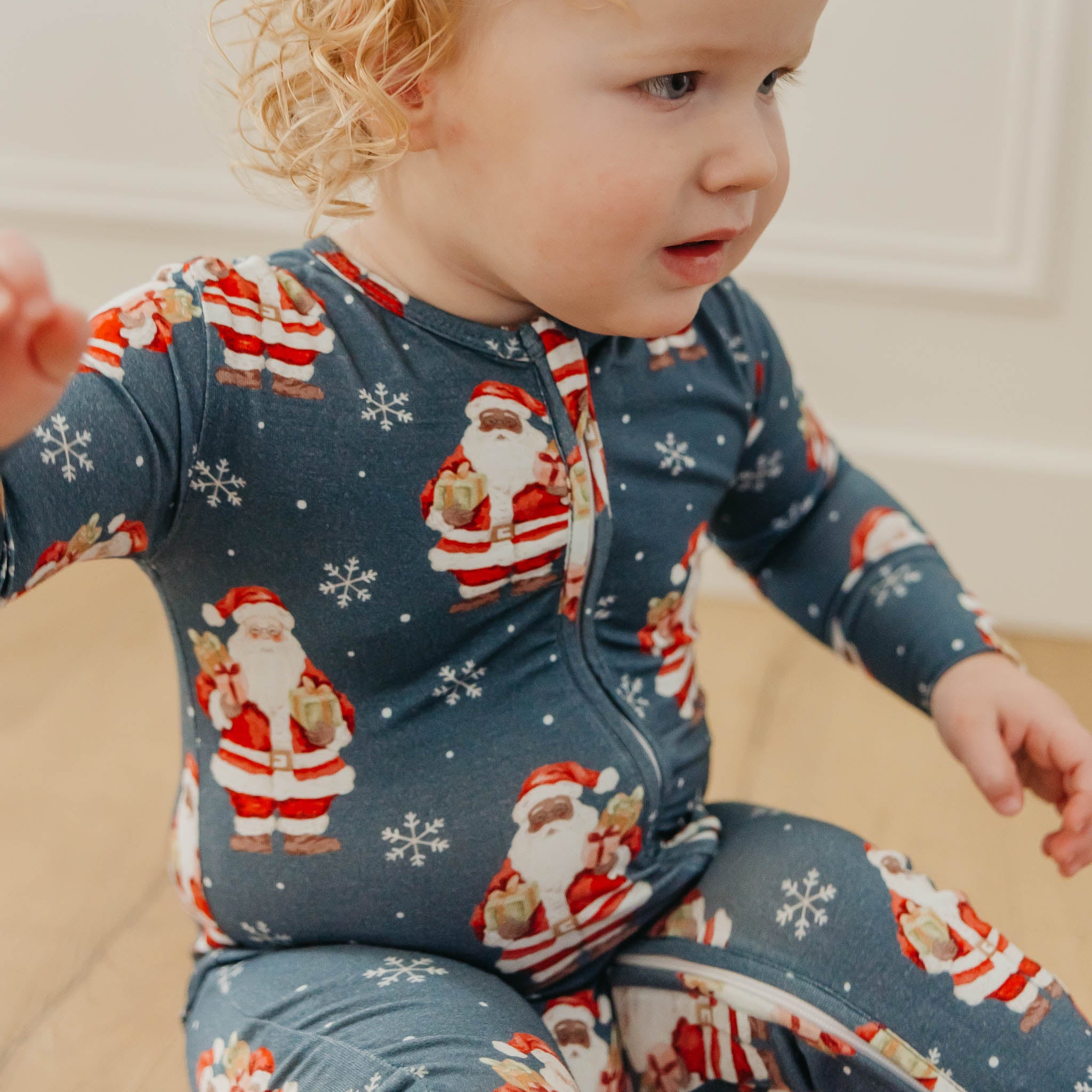 Bamboo Zip-Up Footie - Santa Claus