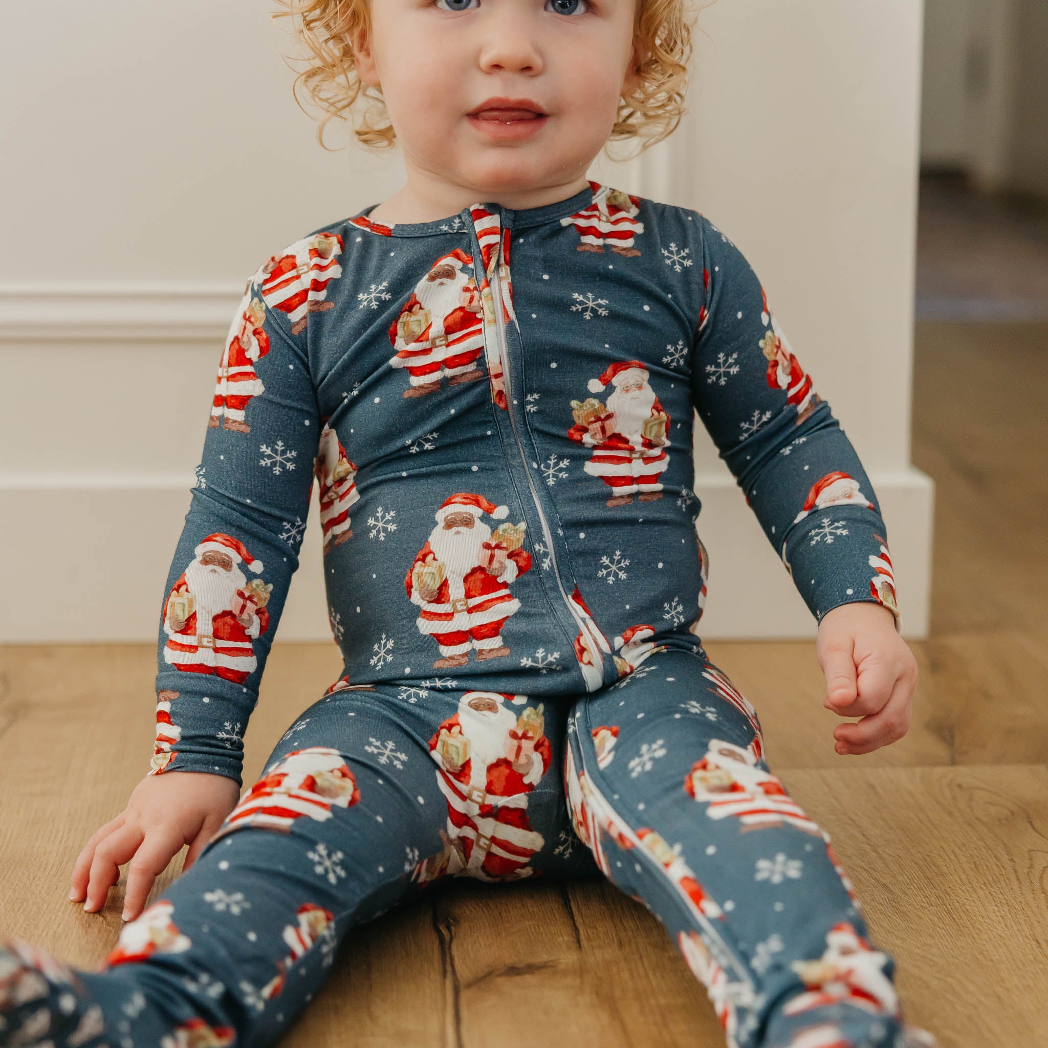 Bamboo Zip-Up Footie - Santa Claus