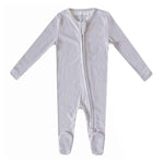 Rib Knit Zip-Up Footie Pajama - Ash