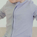 Rib Knit Zip-Up Footie Pajama - Periwinkle