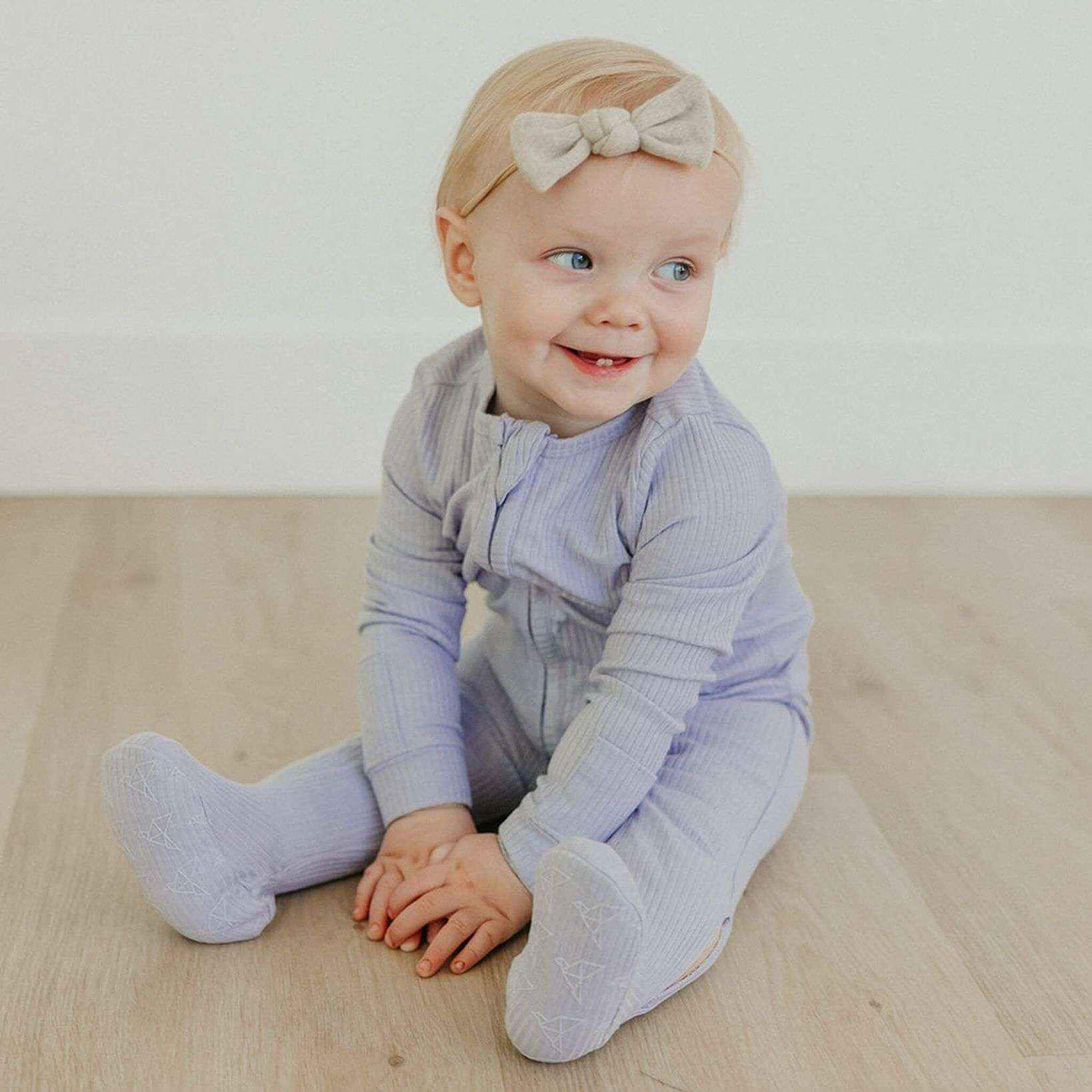 Rib Knit Zip-Up Footie Pajama - Periwinkle