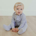 Rib Knit Zip-Up Footie Pajama - Periwinkle