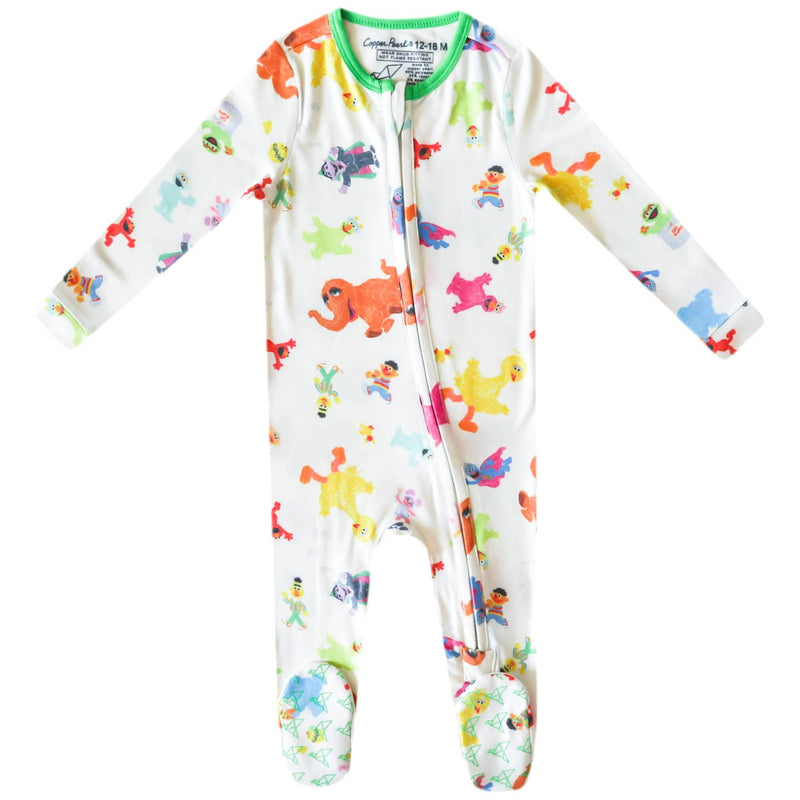 Zip-Up Footie Pajama - Sesame Friends