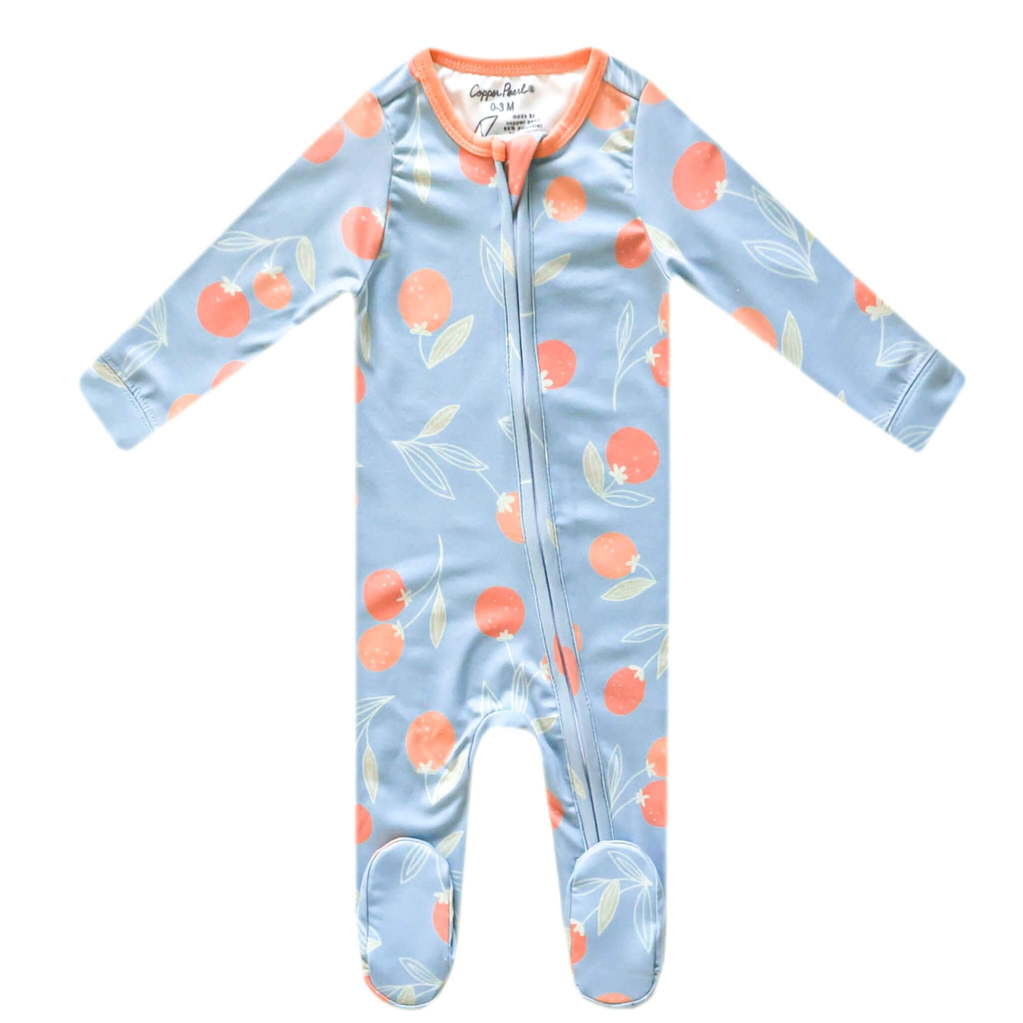 Zip Up Footie Pajama Set - Clementine