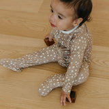 Zip Up Footie Pajama - Fawn
