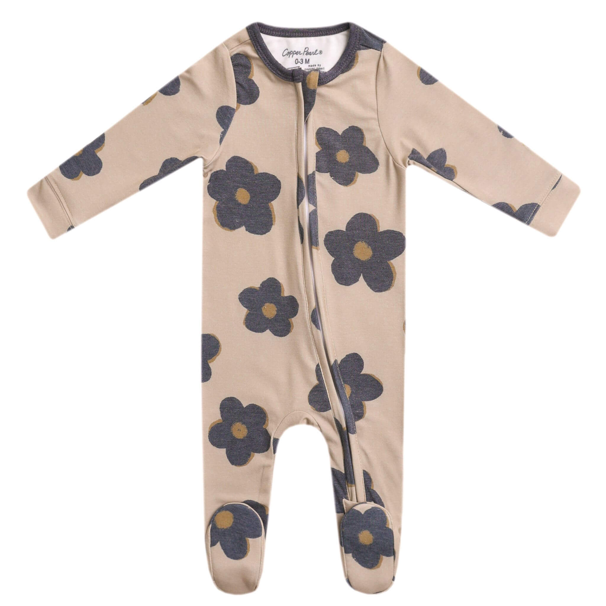 Zip Up Footie Pajama Set - Gemma in Tan