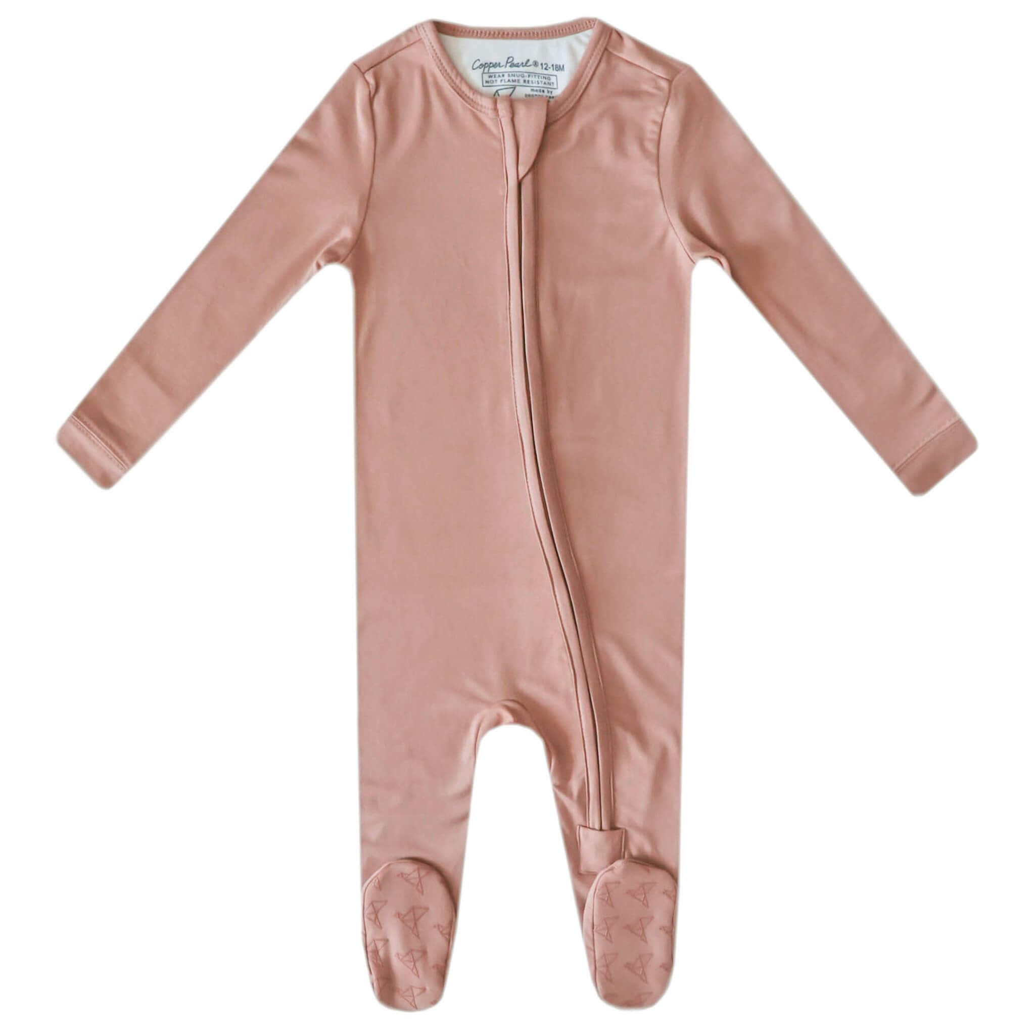 Zip Up Footie Pajama Set - Pecan
