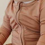 Zip Up Footie Pajama Set - Pecan