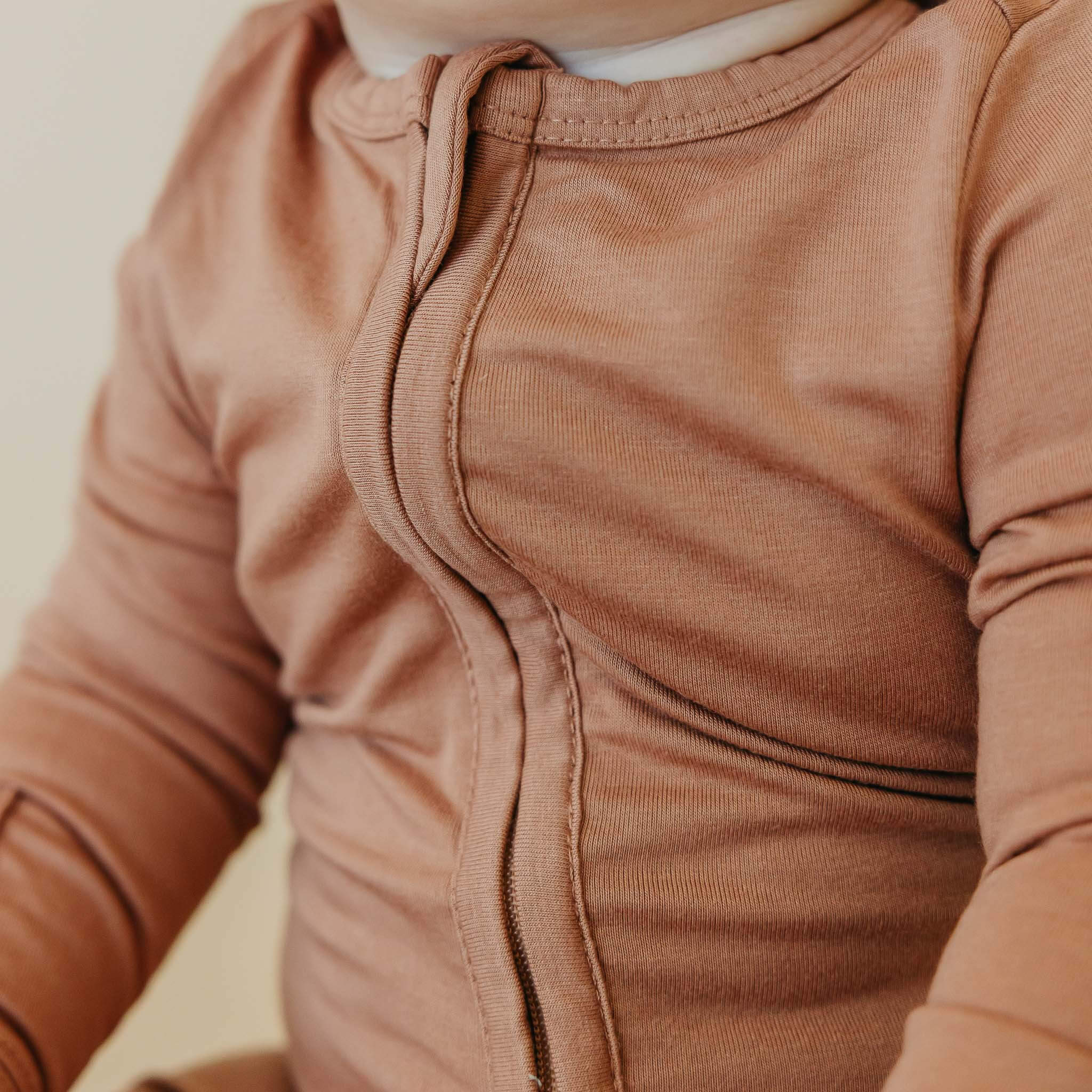 Zip Up Footie Pajama Set - Pecan