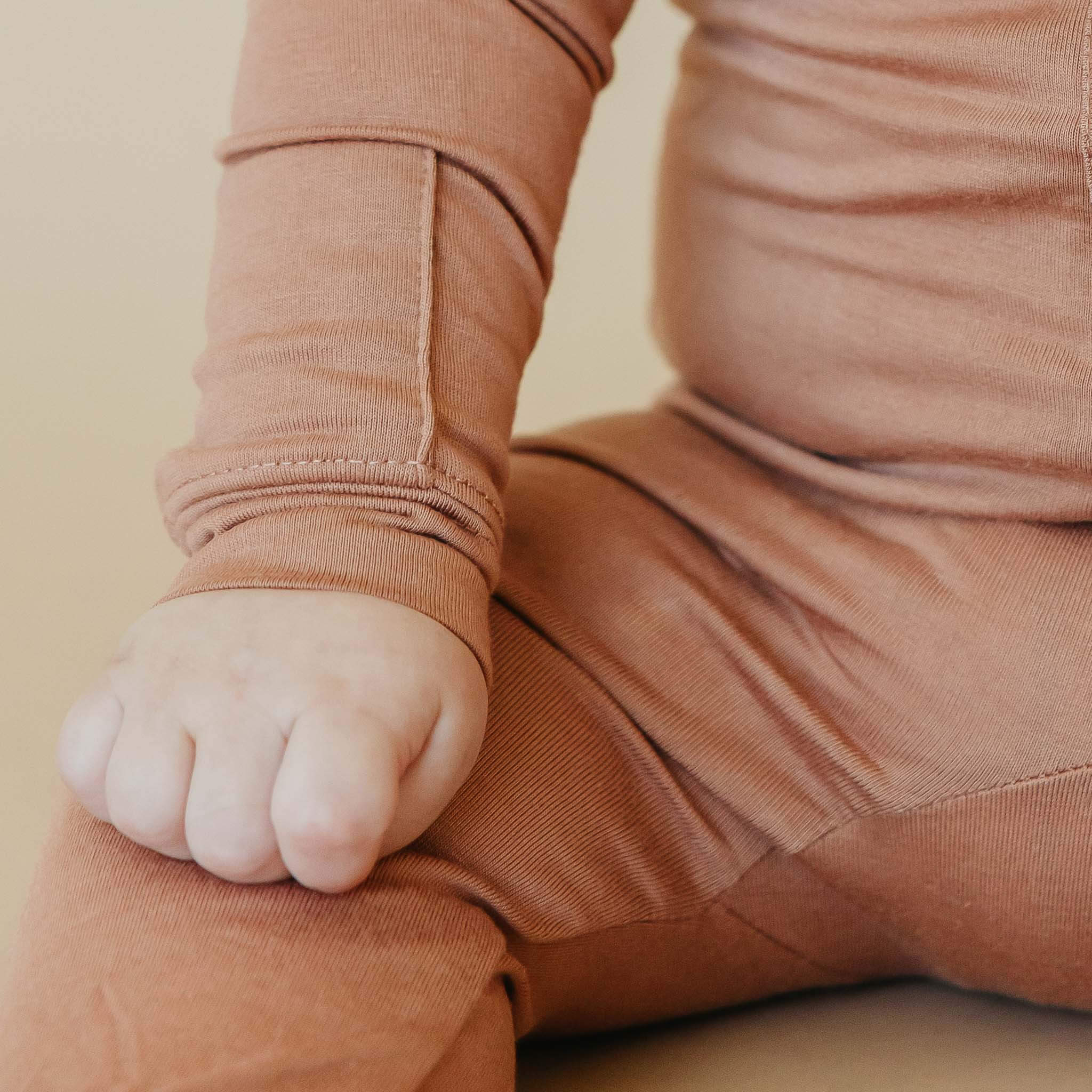 Zip Up Footie Pajama Set - Pecan