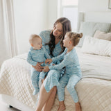 Zip Up Footie Pajama Set - Surf 