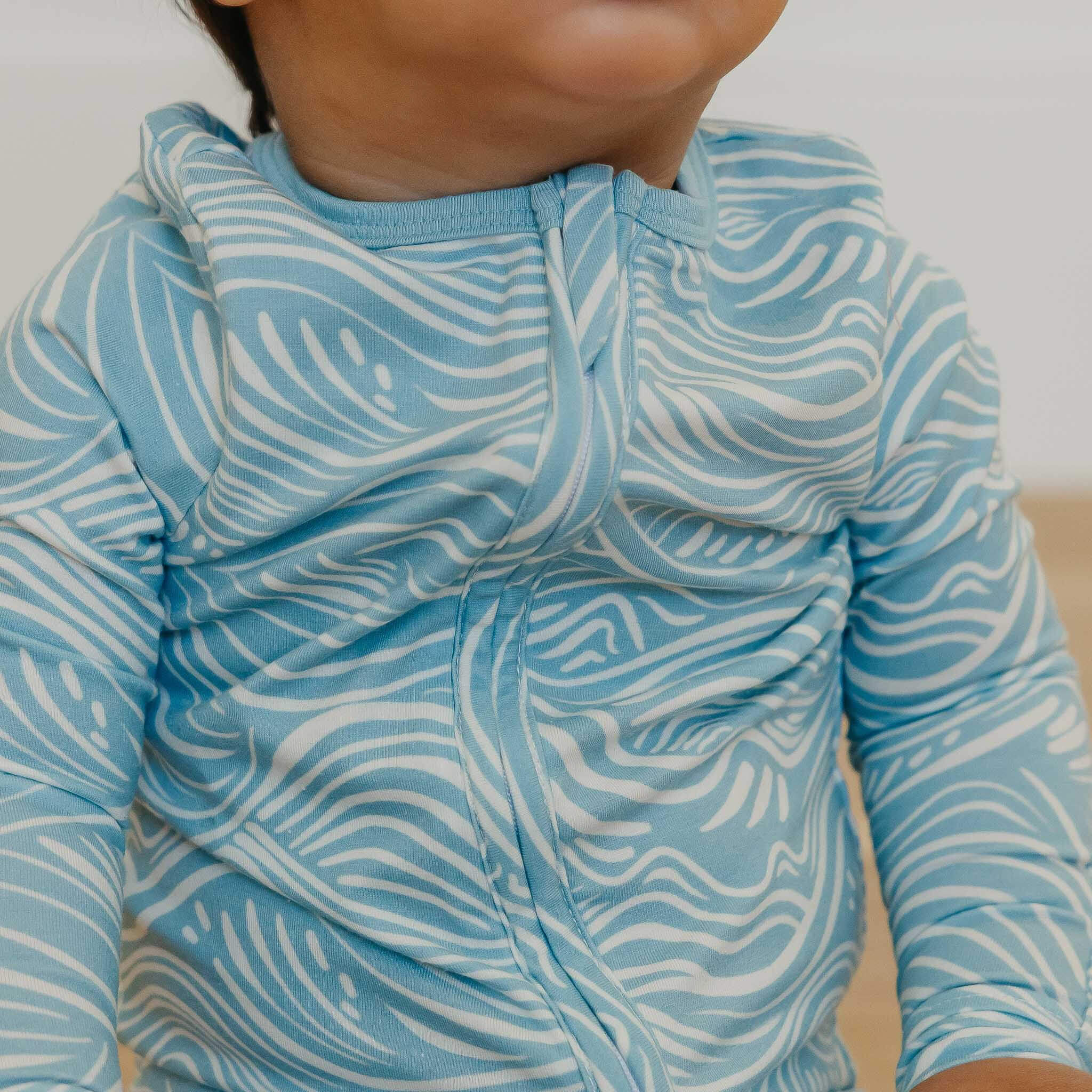 Zip Up Footie Pajama Set - Surf 