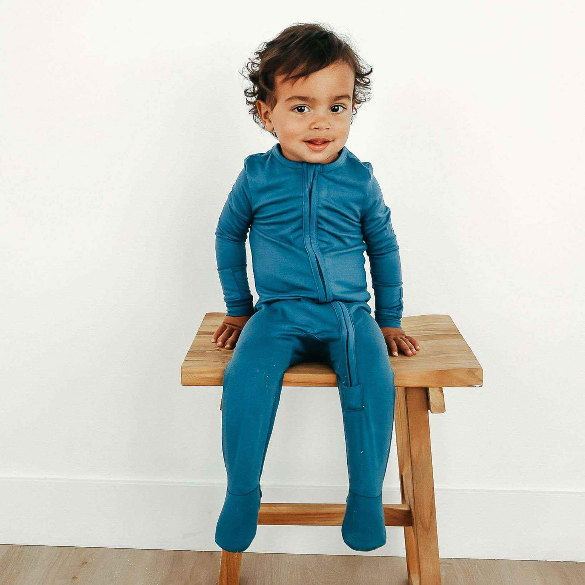 Zip-Up Footie Pajama - Steel