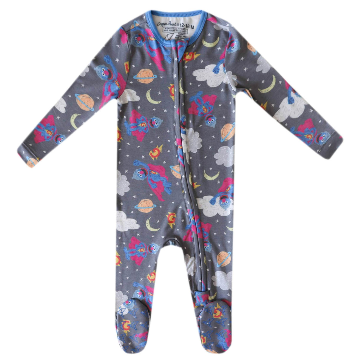 Zip-Up Footie Pajama - Super Grover