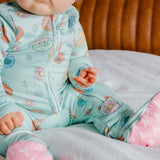 Zip-Up Footie Pajama - Sesame Street Retro Floral