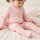 Bamboo Pointelle Footie - Baby Pink