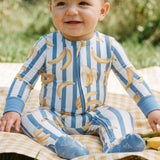 Zip-up Footie - Bananas Blue