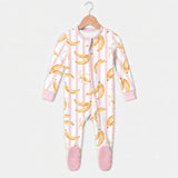 Zip-up Footie - Bananas Pink