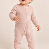 Bamboo Waffle Footie - Blush