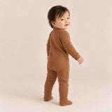 Bamboo Waffle Footie - Camel