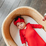 Knit Headband Bow - Apple