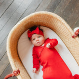 Knit Headband Bow - Apple