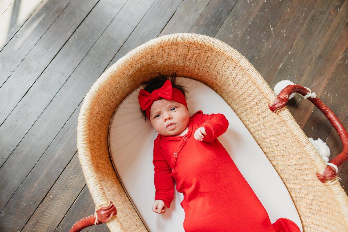 Knit Headband Bow - Apple