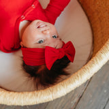 Knit Headband Bow - Apple