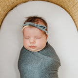 Ribbon Baby Bow - Slate