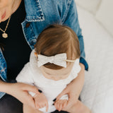 Ribbon Baby Bow - Oat