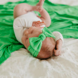 Knit Headband Bow - Lime