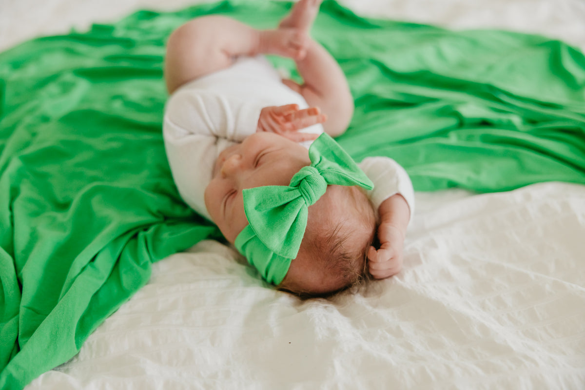 Knit Headband Bow - Lime