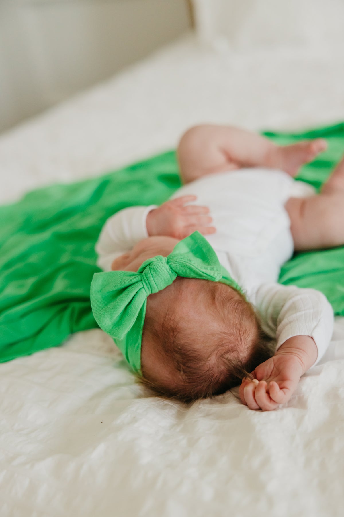 Knit Headband Bow - Lime