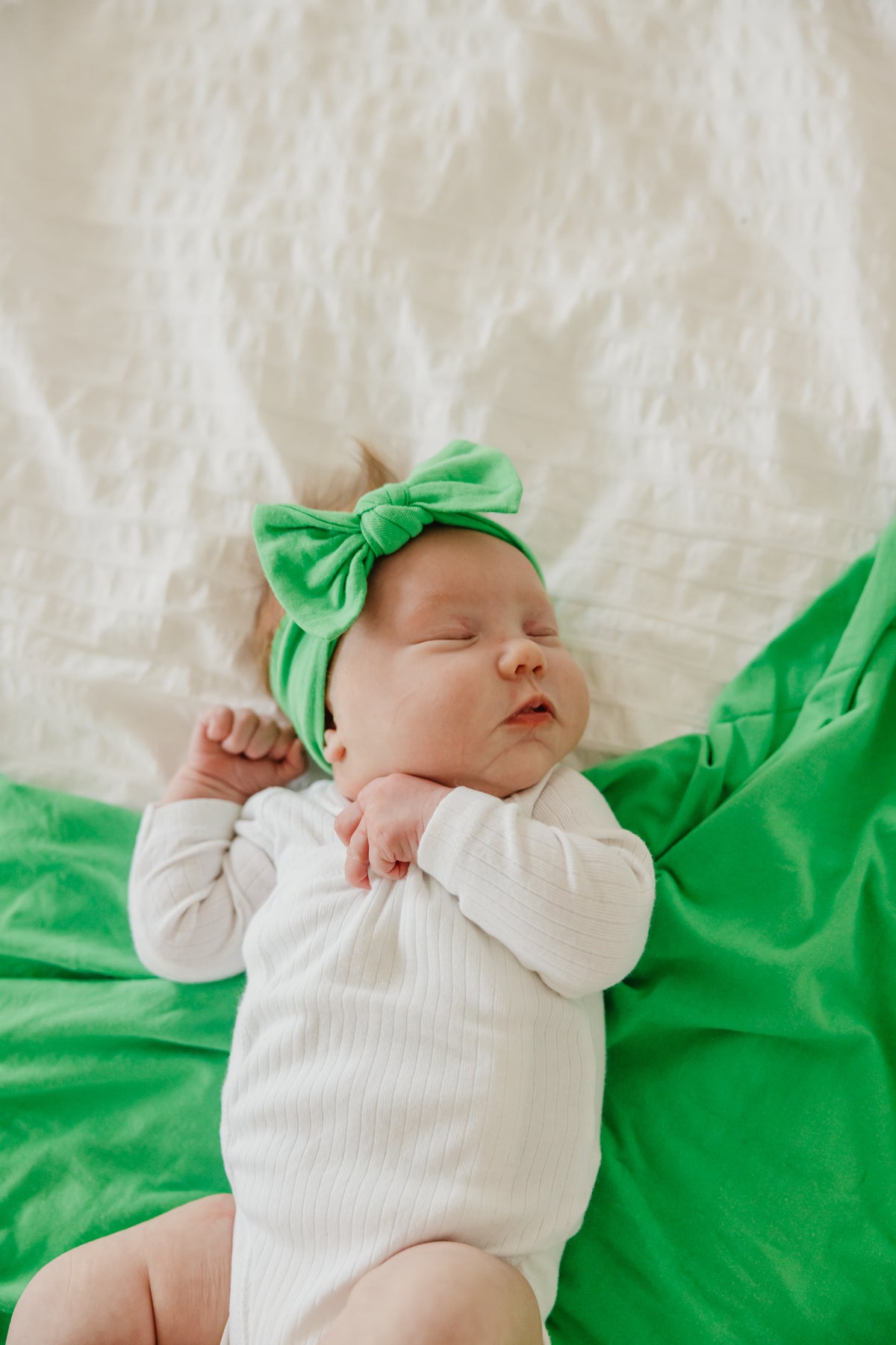 Knit Headband Bow - Lime