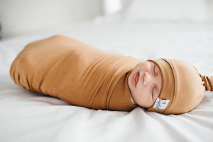Newborn Knot Hat - Taupe Checkered – Lulie