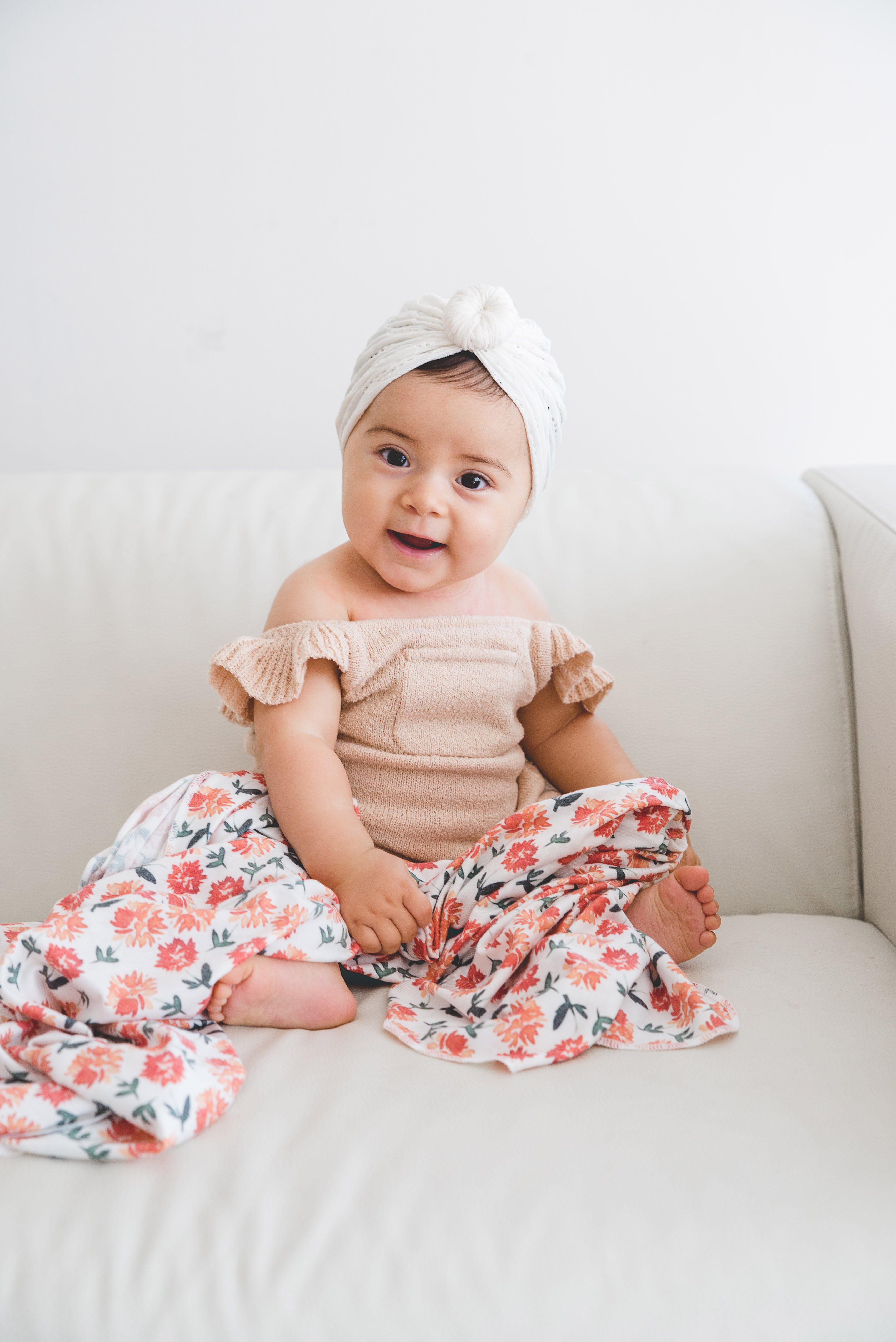 Copper Pearl Large Knit Baby Swaddle Blanket - 46" X 46", Lightweight & Stretchy, Hazel Color